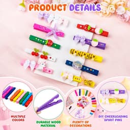 50 Stuks Cheer Spirit Clips met Houten Wasknijpers en Decoratieve Ornamenten voor Cheerleaders — thumbnail 4
