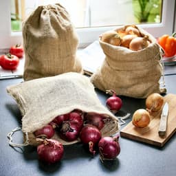 Jute Opbergzakken Set van 3 met Trekkoord - 36 x 30 cm - Ideaal voor Aardappelen, Oogst en Noten — thumbnail 2
