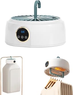 Draagbare Elektrische Droger Mini Opvouwbare Warmtepomp met UV Sterilisator 8 Uur Timer 360° Hetelucht Verstelbaar Grote Capaciteit Stil Energieklasse Reis Camper Thuis Slaapkamer — thumbnail 1