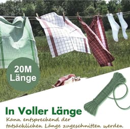 Waslijn 20 m met stalen kern - Roestvrij, waterdicht, voor huishouden, tuin en camping — thumbnail 5