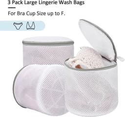 bh-waszakje - 3 stuks - mesh waszakken - 15*17 cm - Anti-Vervorming - wasmachine zakken -- Wasmachine - delicate was - fijnmazige lingerie waszakken - met ritsen - Geschikt voor intiem ondergoed - Cilindrische Ritsen Wasmachinetas - grijs — thumbnail 4