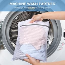 3-delige waszak - Waszak van gaas - wasnet - waszakken voor wasgoed - Wasfilter voor de wasmachine - Polyester - Wit — thumbnail 2