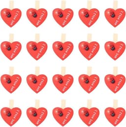Cosensi - Houten wasknijpers rood mini-hart decoratie bruiloft foto's adventskalender — thumbnail 1