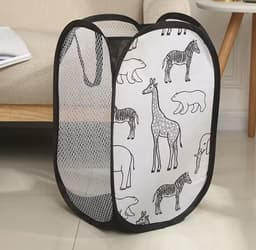 Opvouwbare Wasmand met Dierenprint – 48×30×30 cm – Mesh Wasmand – Lichtgewicht en Ventilerend – Wasmand Kinderen - H4.1 — thumbnail 2