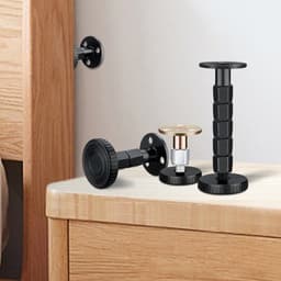 2-stuks Hoofdeinde Stabilisatoren - Hoofdbordstopper - Anti-schudhulpmiddel voor naast het bed - Verstelbaar bedframe - Inclusief lijm, schuimrubberen kussentjes en schroeven - 47-64 mm - Geschikt voor bedden, kasten en banken - Zwart — thumbnail 5