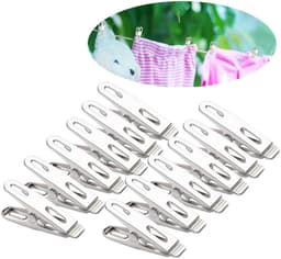 Wasknijpers - wasknijpers klein - Knijpers - handdoekclips - 50 stuks - Handdoekknijpers - sokken clips - sokkenclips - wasknijpers rvs - rvs wasknijpers - 5*1*2CM - Zilver — thumbnail 1