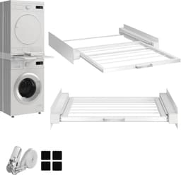 Universeel tussenbouwframe voor wasmachines en drogers - Met uittrekbaar vak, trillingsdempend, 60 x 54 x 10 cm — thumbnail 1