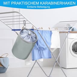 Waterdichte wasknijperzak met haak en trekkoordsluiting - Grijs - Ideaal voor binnen en buiten — thumbnail 3
