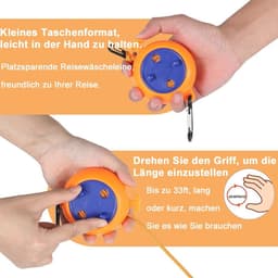 Uittrekbare 10 meter waslijn met 10 gespen en 20 winddichte wasknijpers — thumbnail 2
