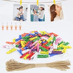 156 Stuks Mini Wasknijpers en Jute Touw voor Fotowanden en Decoraties — thumbnail 1