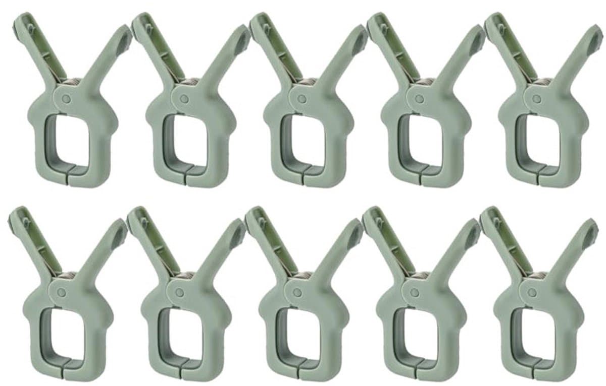 10-stuks Strandhanddoekclips - Wasknijperclips - Diefstalbestendige wasknijperclips - Ligstoelclips - Windbestendig - Geschikt voor binnen- en buitengebruik - Geschikt voor het drogen van handdoeken, kleding en beddengoed - Groen — afbeelding 1