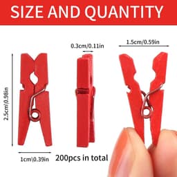 200 Stuks Mini Houten Wasknijpers - Gekleurde Kleine Houtjes voor Fotodagboek, Kaarten en Knutselprojecten — thumbnail 2