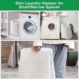 Waterdichte wasmand - Wasmand Inklapbaar -Grote opvouwbare wasmand - met versterkte houten handgreep - 60L opbergmand voor speelgoedkleding - Opbergmand voor vuile was - voor wasgoed, badkamer (lengte 56 cm) — thumbnail 2
