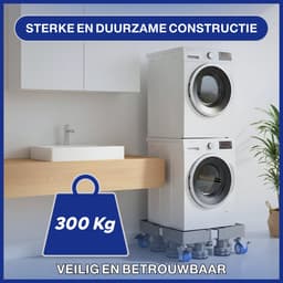 LUXEVI Wasmachine Verhoger met Wielen - Verstelbaar - 300 kg - Ook voor Droger & Koelkast - Zilver — thumbnail 4