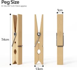 Houten Wasknijpers - 102 Stuks Sterke en Duurzame Eco-vriendelijke Kleding- en Creatieve Knijpers — thumbnail 5