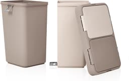 Motek® - Wasmand - 80 L - 2 Vakken met Deksel - Met Touch Deksel - Gemaakt van 100% gerecycled kunststof - 80 L - wasmand met deksel - Wassorteerder - Beige — thumbnail 5
