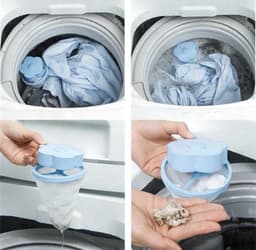Wasmachine filter - Wasmachine reiniger - Wasmachine vuilreiniger - Wasmachine cleaner - Blauw - Herbruikbaar - Wasfilter - Schoonmaakmiddel - Vuil verwijderen - Drijvend vangnet - Haarvanger - Haar vanger - Ontstopper - Thuis innovatie - Vangnet — thumbnail 5