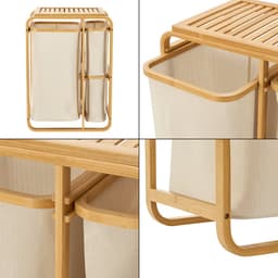 Wasmand Evenes met waszakken 70,5x49,5x33 cm beige — thumbnail 2