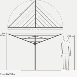 Brabantia Essential Droogmolen - met Betonanker - 50 m - Metallic Grey — thumbnail 2