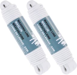 3x Witte waslijnen/drooglijnen polyester 25 meter - Huishouding - Schoonmaken - De was doen/ophangen - Waslijn/drooglijn — thumbnail 1