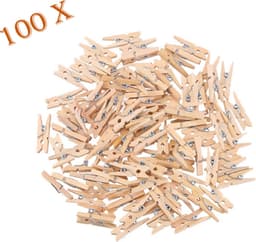 FSW-Products Houten Mini Knijpers (25x3mm) - Set van 100 Kleine Clips voor Polaroid Foto's, Kerstkaarten en Meer — thumbnail 1