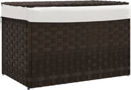 vidaXL - Wasmand - met - deksel - 55,5x35x34 - cm - poly - rattan - donkerbruin — thumbnail 1
