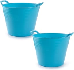 Plasticforte Flexibele emmer/kuip - 2x stuks - blauw - 42 liter - ECO kunststof - rond - 38 x 45 cm — thumbnail 1