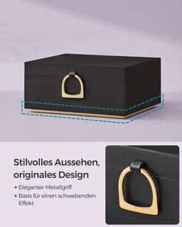 Schmuckkästchen 2 Ebenen mit Griff und flexiblem Schmucktablett schwarz — thumbnail 3