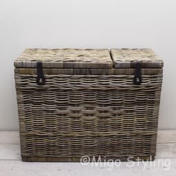 Migo Styling - Wasmand - 3 vakken - Met deksel - 85x40xH65 - Riet - Rotan - Trio — thumbnail 3
