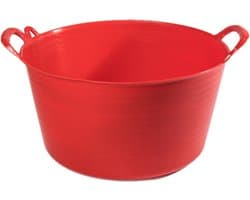 Plasticforte flexibele emmer/kuip - rood - kunststof - rond - 26 liter - 49 x 44 x 27 cm - wasmanden - tuinafval - speelgoed