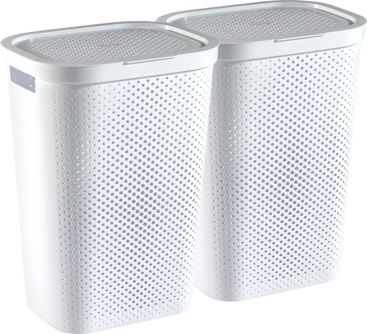 Curver Infinity Recycled Wasmand met deksel - 60L - 2 stuks - Wit — afbeelding 1