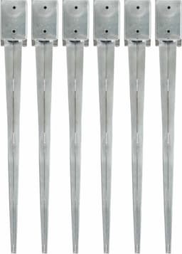 vidaXL - Grondpinnen - 6 - st - 9x9x90 - cm - gegalvaniseerd - staal - zilverkleurig — thumbnail 1