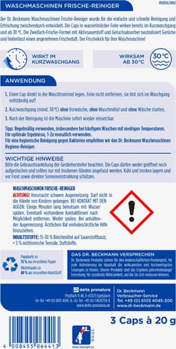 Dr. Beckmann Wasmachinereiniger - 3 Tabletten - Goed voor 3 Reinigingsbeurten - Neutraliseert nare geuren - Frisse geur — thumbnail 2