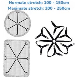 Dutchers® Lakenspanner 12 clips - 1 Spanner is voldoende - Lakenspanners - Dekbedspanners - Dekbedclips - Dekbed Klemmen - Tafelklemmen - Bedbetrels - Verstelbare Elastische Lakenhouders - Overtrekspanners - Universeel - Zwart — thumbnail 2