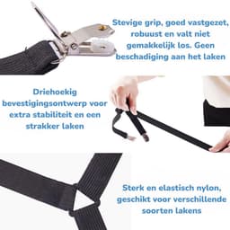 Dutchers® Lakenspanner 12 clips - 1 Spanner is voldoende - Lakenspanners - Dekbedspanners - Dekbedclips - Dekbed Klemmen - Tafelklemmen - Bedbetrels - Verstelbare Elastische Lakenhouders - Overtrekspanners - Universeel - Zwart — thumbnail 3