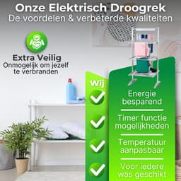 DreamGoods Elektrisch Droogrek PRO - Instelbare Temperaturen & Timer - Duurzaam Drogen - Verwarmd Droogrek - Elektrische Droogrek - Elektrisch Wasrek - Electrisch - Inklapbaar - Droogrek met Verwarming - Elektrische Droogrek Energiezuinig — thumbnail 3