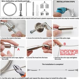 Goodivery ® Veelzijdig Gordijn- en Fotodraad Montageset met Metalen Koord voor Meerdere Toepassingen — thumbnail 5