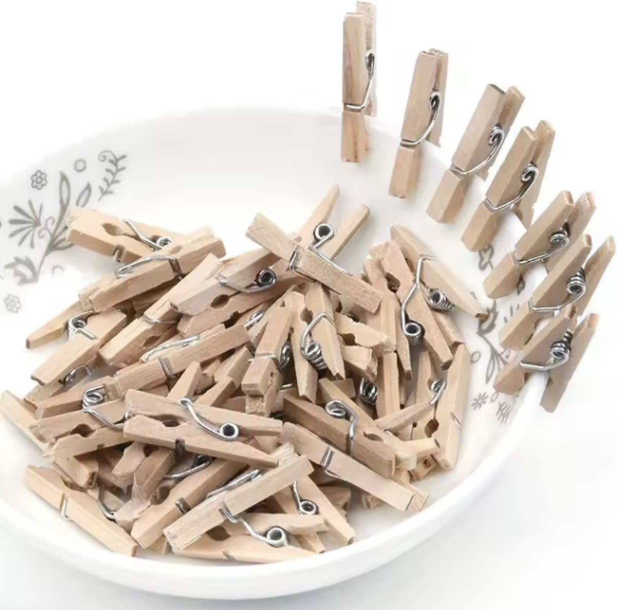 CHPN - Mini wasknijpertjes - Kleine wasknijpers - 2CM - Houten knijpers - Knijpers om kaarten op te hangen - 40 stuks — afbeelding 1