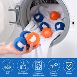Wasballen Voor Wasmachine - 12 Stuks - Wasbal - Anti Haar - Wasdrogerbal - Wasverzachterbal - Wasdroogbal - Anti-Rollende Wasbal -Schoonmaakbenodigdheden - Huishoudelijke Gadgets - Herbruikbare -Haar Opvanger - Voor Wasmachine/Droger - 6.5x6.5x5cm — thumbnail 5
