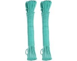 Urban Living Waslijn - 2x - 20 meter - PVC - groen - drooglijn / waslijndraad - wasgoed ophangen