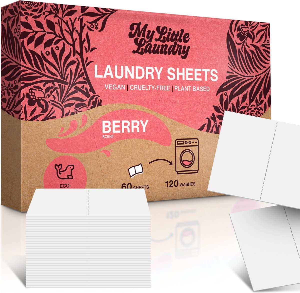 My Little Laundry Wasstrips 120 Wasbeurten Berry Bosbessen en Witte Muskus Wasmiddel Wasvellen Wasdoekjes Wasmiddeldoekjes Detergent Sheets Laundry Strips — afbeelding 1