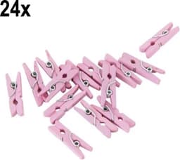 24x Mini Houten Knijpers Roze — thumbnail 1