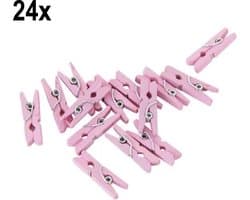24x Mini Houten Knijpers Roze