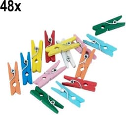 48x Mini Houten Knijpers Gemixt — thumbnail 1
