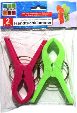 Jedermann Handdoekknijpers XL - 6x - groen/roze - kunststof - 12 cm - wasknijpers — thumbnail 2