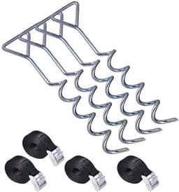 4 Stuks - Grondankers - met 4 Spanbanden 2.3m - Spiraalharing - Ankerset / grondanker - Universele Trampoline Verankeringsset - 30.5*5.5cm - metaal — thumbnail 1