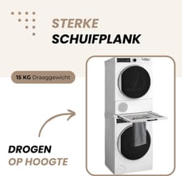 Dastium Home - Stapelkit Voor Wasmachine En Droger - Witte Stapelkit Met Droogrek - Tussenstuk Met Uitschuifbare Handdoekhouder - Wit — thumbnail 4