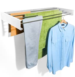 Bodo Droogrek Inklapbaar - Wanddroogrek - 80 cm - Inclusief Boormal - Vernieuwd 2025 Model - Wasrek Hangend - Uitklapbaar - Muur - Ophangbaar - 4m Drooglengte - Wit — thumbnail 1