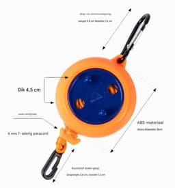 Intrekbare Waslijn - Verstelbare kampeerwaslijn - Draagbare reiswaslijn - Elastische waslijn - Voor buiten/binnen, kamperen, achtertuin, hotel - Met 20 winddichte wasknijpers, 10 stoppers - Oranje, donkerblauw - 32ft/10m — thumbnail 5