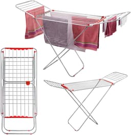 KADAX Wasrek, uittrekbaar, binnen en buiten, staand droogrek met vleugels, met 18 m drooglengte, tuin, balkon, terras, huis, inklapbaar, aluminium, stabiel, licht — thumbnail 1